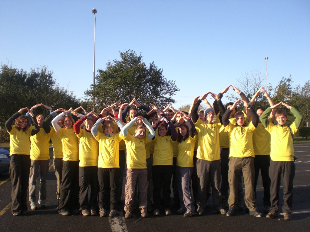 A group of mountain climbers about to do the three peaks challenge