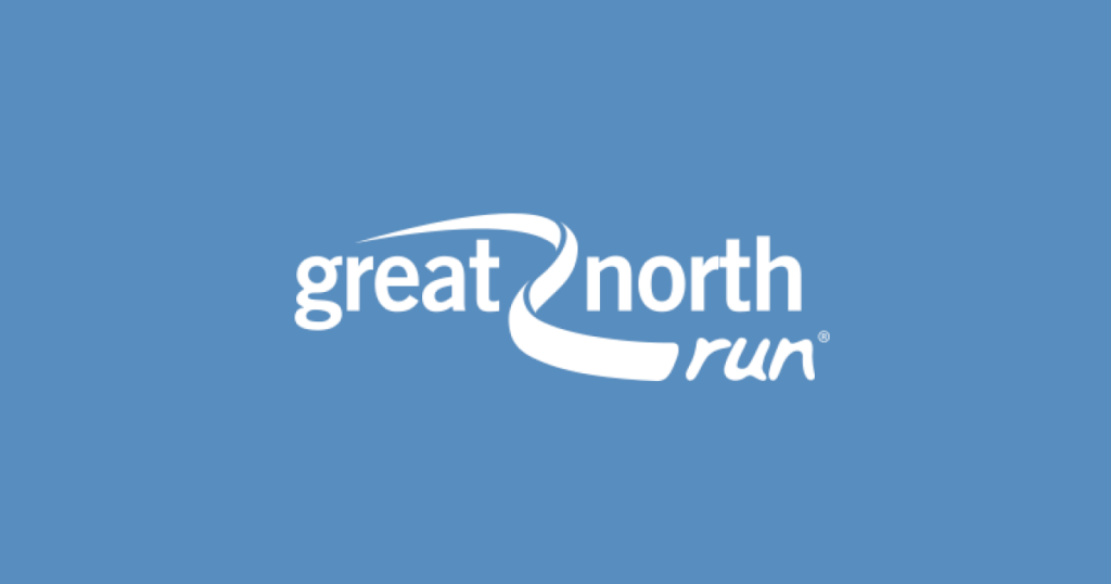 Great North Run logo against a blue background