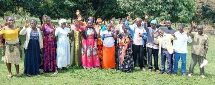 A large group of people cheering